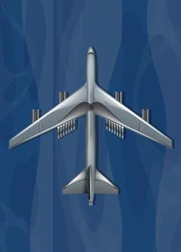 Top View Vector Illustration of a Military Bomber Plane Carrying Bombs Stock Illustration