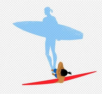 Top view vector illustration of surfer Stock Illustration