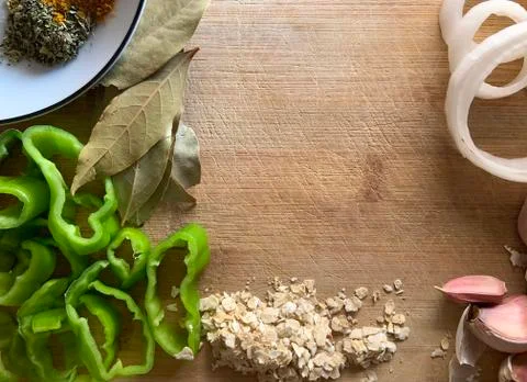 Top View Of Vegetables With Copyspace. Stock Photos