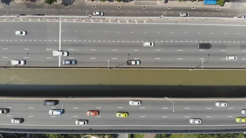 Top View of Vehicles and Traffic on The Expressway Stock Footage 102853936