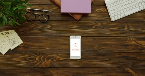 Top view on the vertical smartphone with white screen on which circle with Stock Footage 95053235
