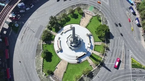 Top view Victory Monument traffic moving Stock Footage 333694587