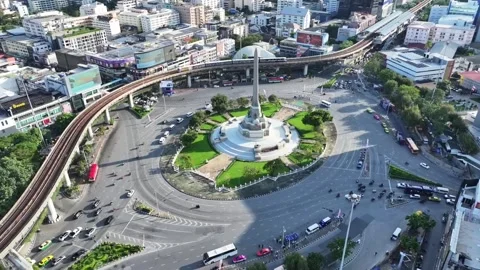 Top view Victory Monument traffic moving Stock Footage 333694635