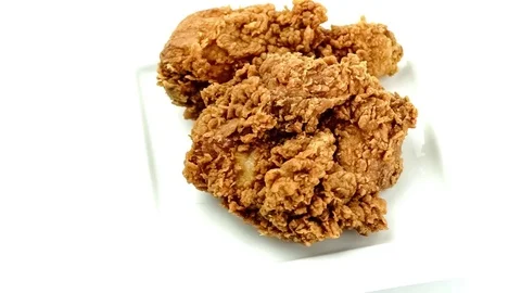 Top view video of fried chicken with crisp coating Stock Footage 83482482
