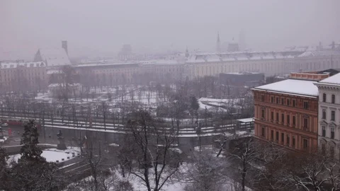 Top view to the Vienna ring / Karl Renner Ring Stock Footage 87589959