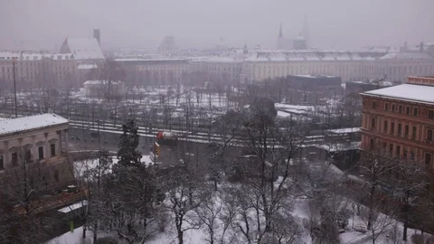 Top view to the Vienna ring / Karl Renner Ring Stock Footage 87591480