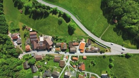 Top view of village in Alps Stock Footage 246712492