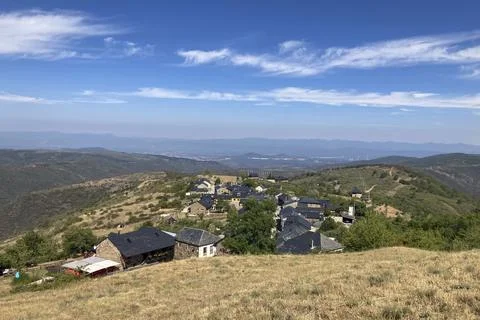 Top view of the village El Acebo, along the Camino de Santiago, Spain. Stock Photos