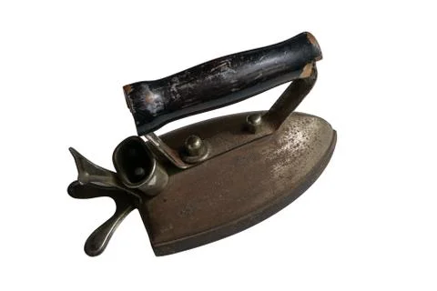 Top view of a vintage old rusty iron isolated in white background Stock Photos