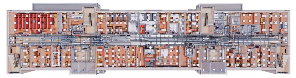 Top view visualization of office space on the floor in a business center Stock Illustration