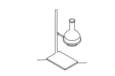 Top view of a volumetric flask in the clamp Stock Illustration