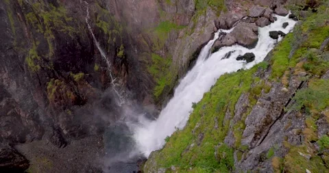 Top view of the Vøringsfossen waterfall Stock Footage 284351678
