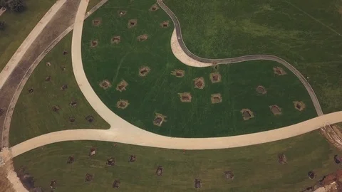 Top view walking park in new neighborhood modern city. City park Stock Footage 81350368