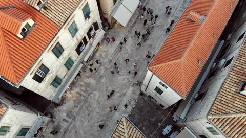 Top View On Walking Street Of Old European City Stock Footage 131434983