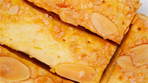 Top view walnut puff pastry rotating Stock Footage 104269267