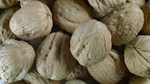 Top view of Walnuts rotating Stock Footage 62400425