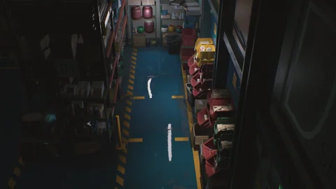 Top view in a warehouse. 3d animation of a storage warehouse Video stock 278596932