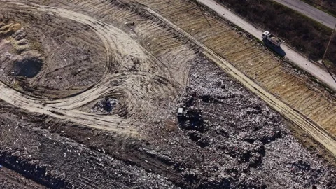Top view of waste management facility Stock Footage 338188555