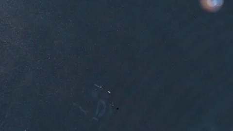 Top view of water drop down on the surface of water Stock Footage 104243844