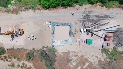 Top view of water extraction through deep water well drilling in mexico Stock Footage 310802920