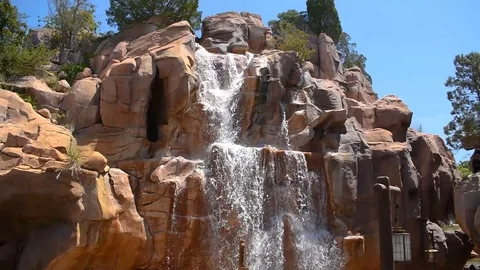 Top view of water falls on Canada Pavillion area in Epcot Stock Footage 109170804