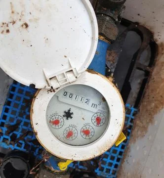 Top view of water meter with opened cover 스톡 사진