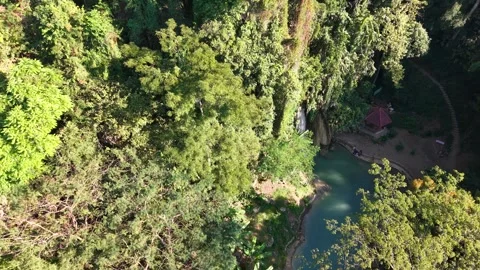 Top View of Waterfall and Jungle in Mountain Landscape Stock Footage 326176093