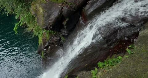 Top view of the waterfall in the forest Stock Footage 290826292