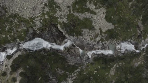Top view of waterfall in the mountain (cine log) Video stock 95063249