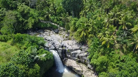 Top view of waterfall in tropical landscape in bali, indonesia Stock Footage 128400660