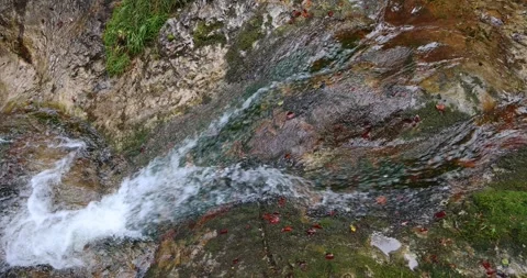 Top view of waterfall on a wild brook. The rocky gorge Dolne diery Stock Footage 254869982