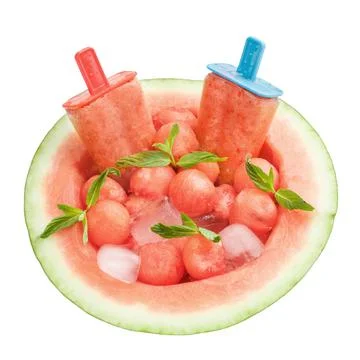 Top view of watermelon popsicles Stock Photos