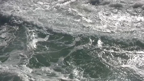 Top view of waves and sea foam Stock Footage 93378413