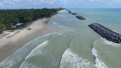 Top view waves Barrier in Ocean Stock Footage 126074464