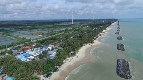 Top view waves Barrier in Ocean Stock Footage 126074511