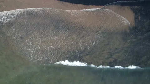 Top View Of Waves Crashing on Beach During High Tide Stock Footage 170459926