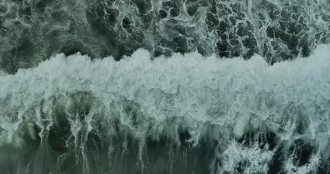 Top View of the Waves, Foaming and Splashing in the Ocean, Indonesia, Bali Stock Footage 281639146