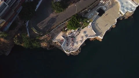 Top view of wedding ceremony on the cliff. Drone aerial view Stock Footage 201216384