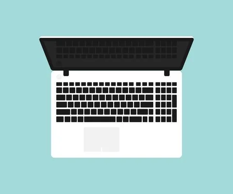 Top view of white and black open notebook on blue background Stock Illustration
