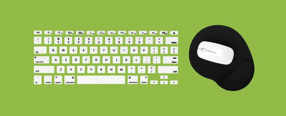 Top view White computer keyboard, mouse, mousepad 库存插图