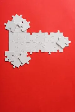 Top view white connected puzzle Stock Photos