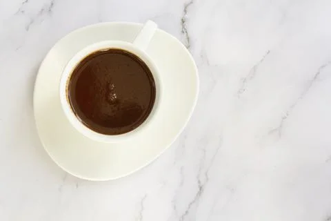 Top view of white cup with hot chocolate drink Stock Photos
