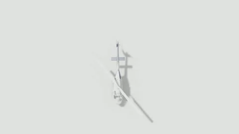 Top View of a White Helicopter Flying Isolated on Light Background Stock Footage 330985364