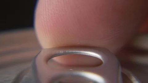 Top view of white man open red can of soda or beer Stock Footage 106742819