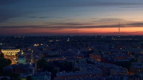 Top view of a white night at St. Petersburg Russia 7 Stock Footage 125827284