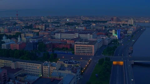 Top view of a white night at St. Petersburg Russia 2 Stock Footage 125828537