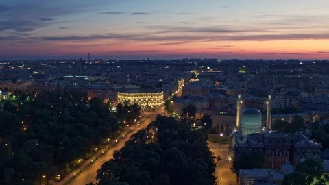 Top view of a white night at St. Petersburg Russia 13 Stock Footage 125828789