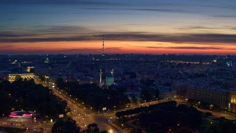 Top view of a white night at St. Petersburg Russia 8 Stock Footage 125828836