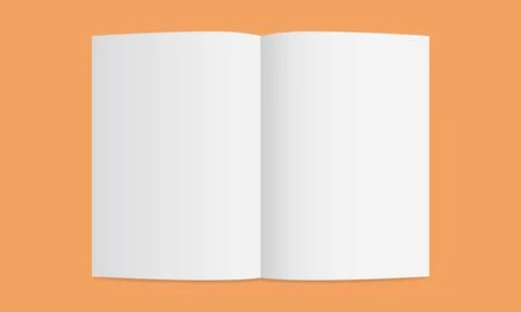 Top view white paper opened. Paper illustration mockup design Illustrazione stock