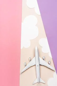Top view white plane model Stock Photos